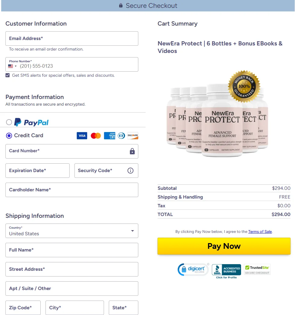 Buy NewEra Protect pelvic floor supplement from official website secure checkout order now